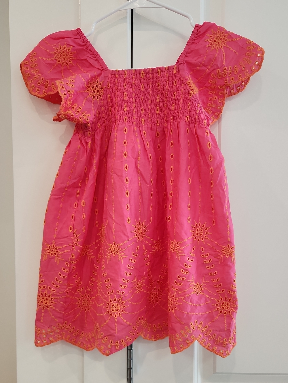 NWT Zara Hot Pink Dress with Orange Eyelet Embroidery